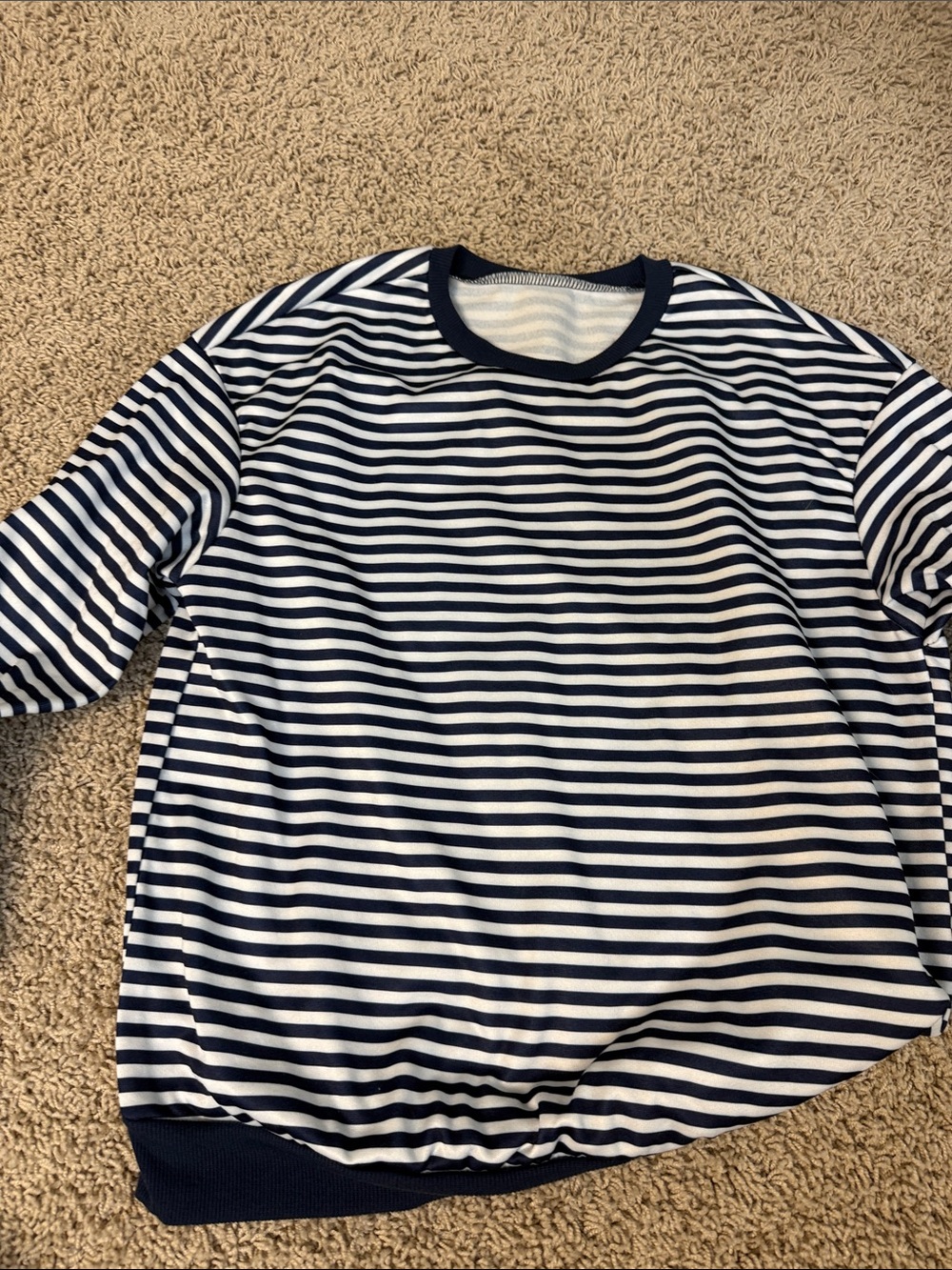 SHEIN Navy and White Striped Pullover Sweatshirt